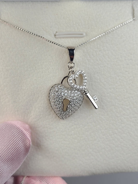 KEY TO MY HEART - SOLID SILVER NECKLACE