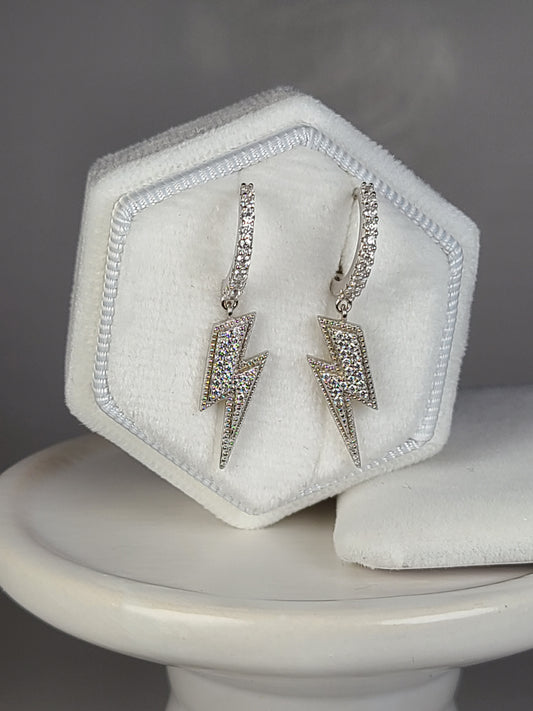 THUNTHER BOLT EARRINGS - 925 SOLID SILVER