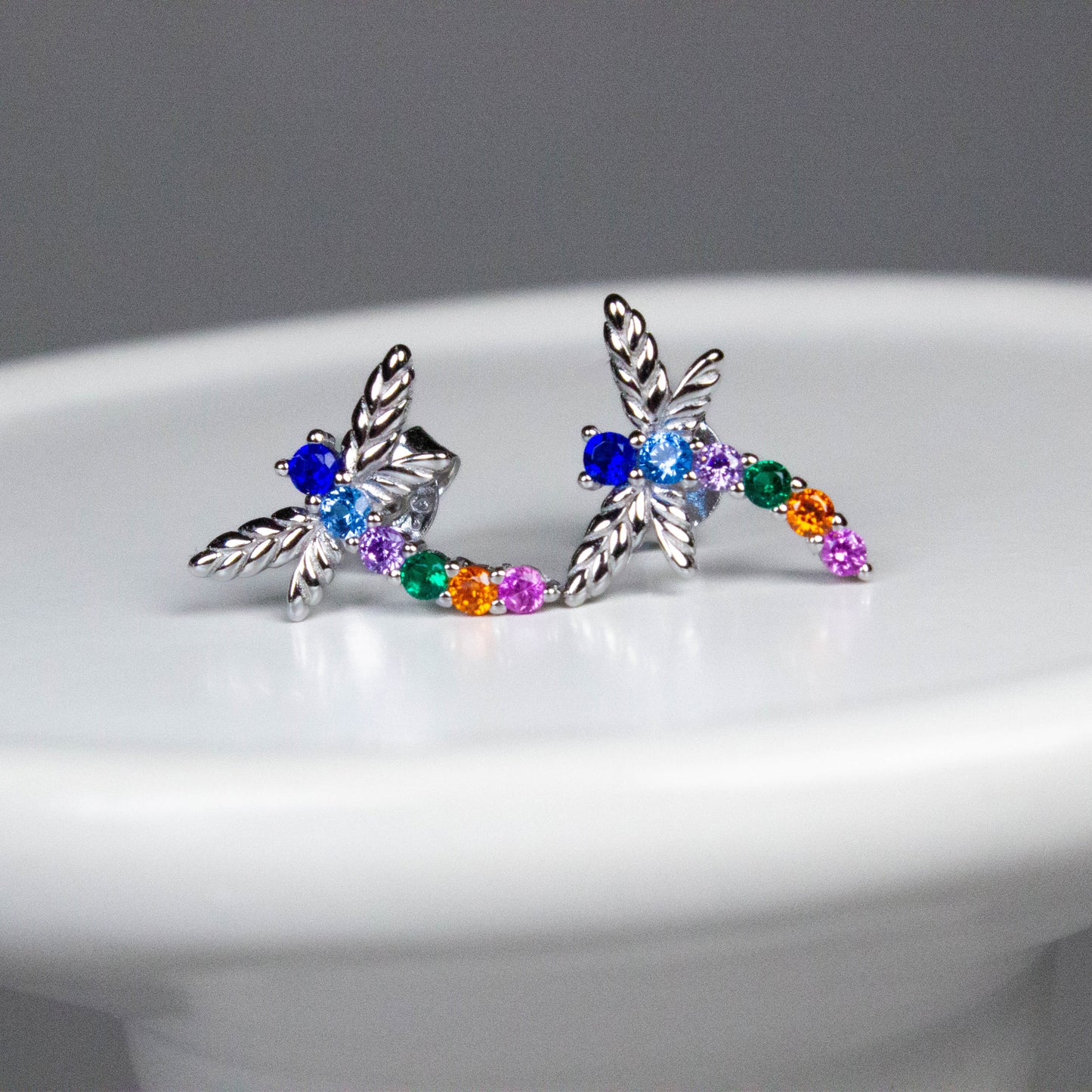 DANCING DRAGONFLY EARRINGS - STERLING SILVER DRAGONFLY EARRINGS