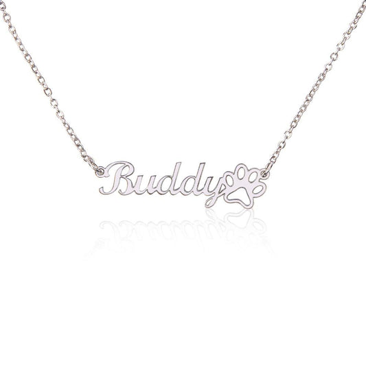 PERSONALIZED PAW NAME NECKLACE - MADE AND SHIPS FROM USA