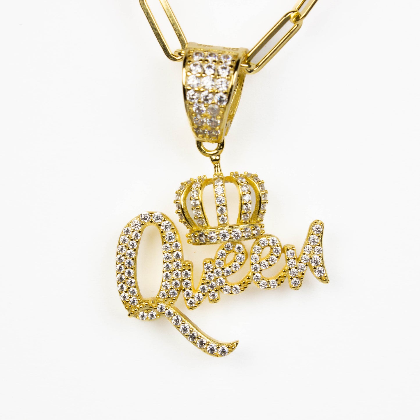 GOLD QUEEN PAPER CLIP NECKLACE - GOLD PLATED