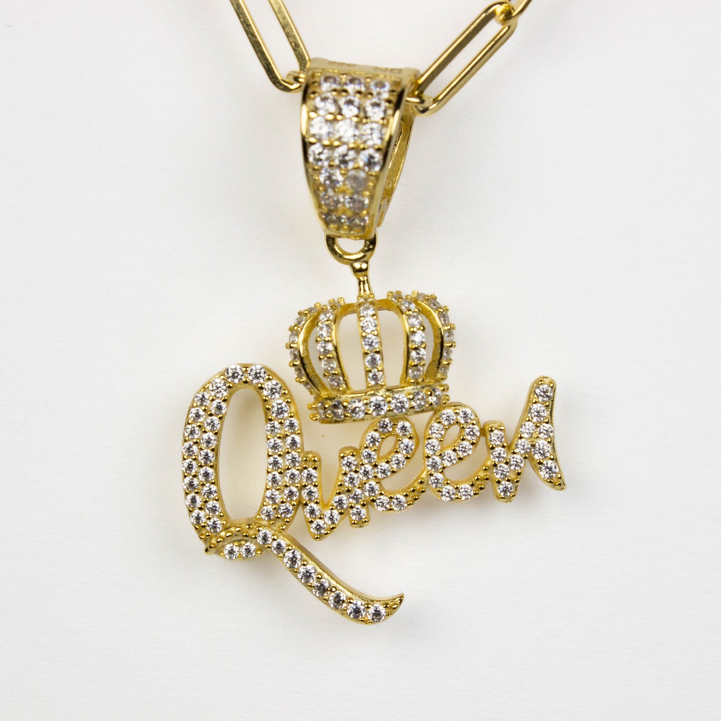 GOLD QUEEN PAPER CLIP NECKLACE - GOLD PLATED