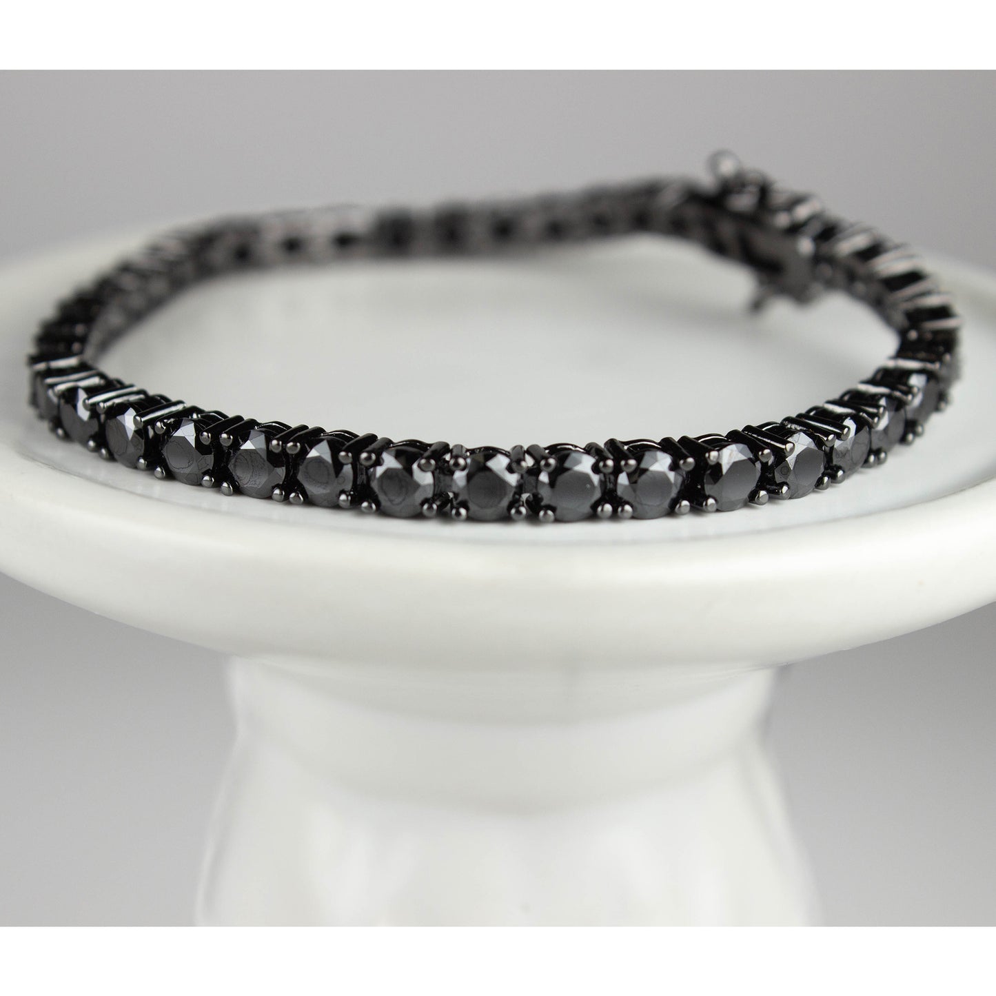 BLACK TENNIS BRACELET 5MM CUBIC ZIRCONIA - 7 INCH COPPER MATERIAL