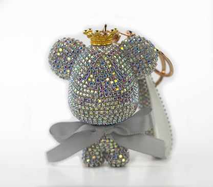 Cute Chibi Bear Keychain with Rhinestones