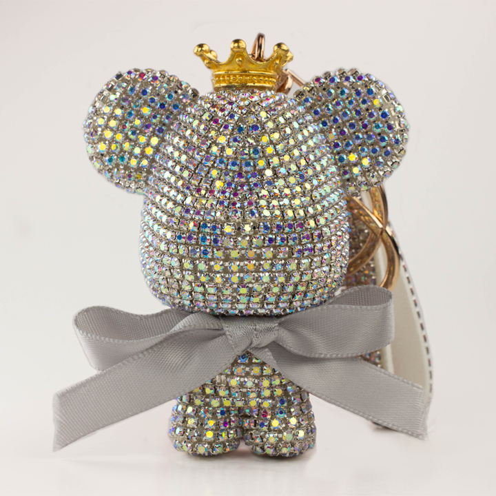 Cute Chibi Bear Keychain with Rhinestones