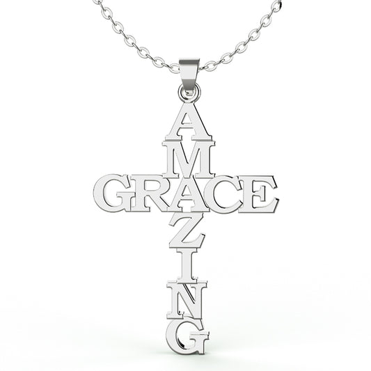 AMAZING GRACE CROSS NECKLACE STAINLESS STEEL