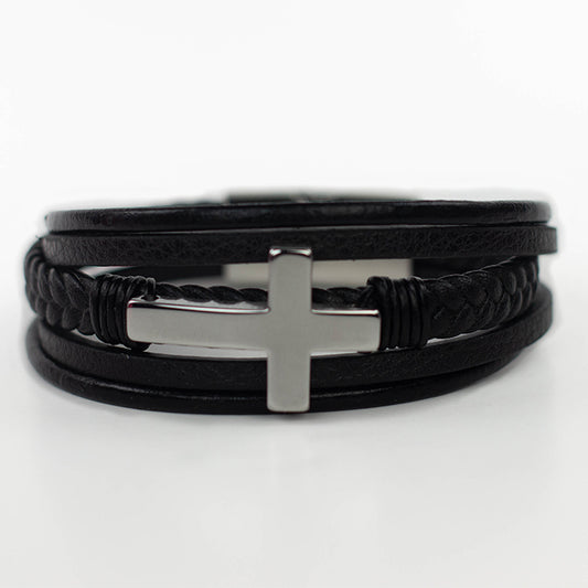 Luxury Leather Cross Bracelet