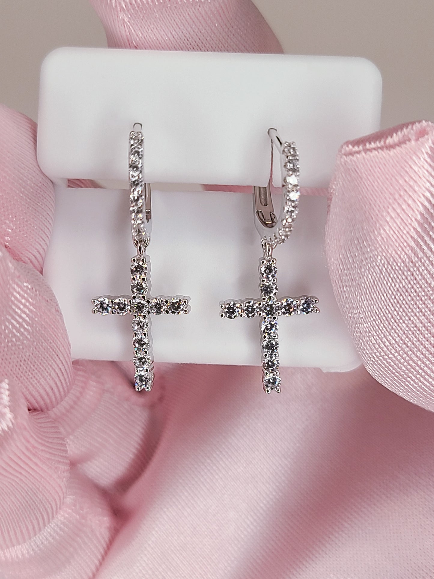 CHRISTIAN CROSS EARRINGS - 925 SOLID SILVER