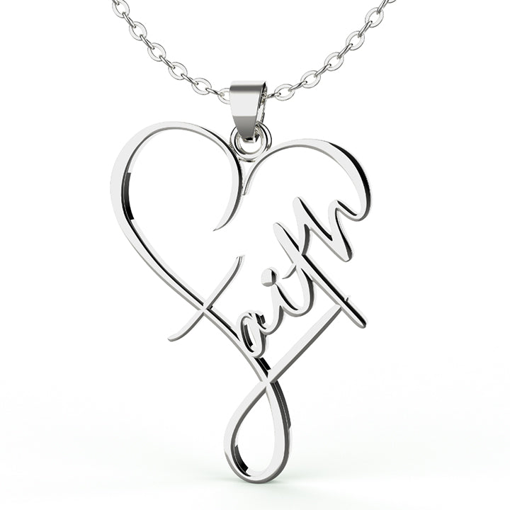 GORGEOUS FAITH WITH HEART NECKLACE