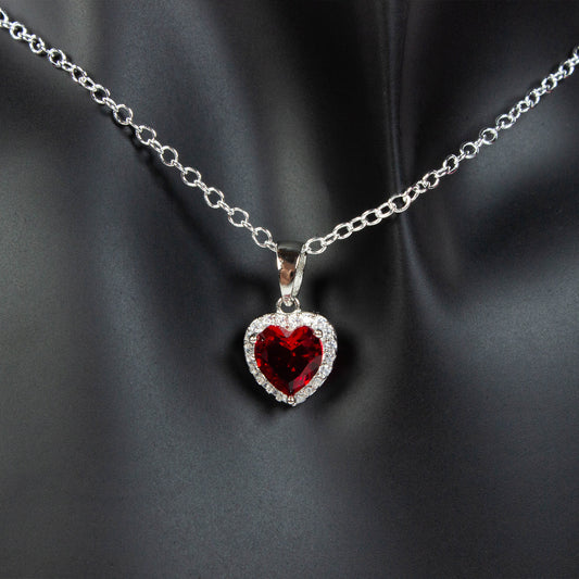 KAREN'S RED HEART NECKLACE, EARRING SET