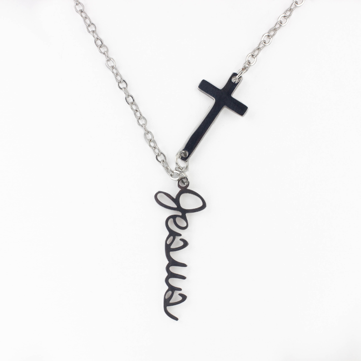 STAINLESS-STEEL JESUS NECKLACE WITH CROSS with adjustable length