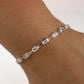 BAGUETTE CUBIC ZIRCONIA SILVER BRACELET - 7 INCHES LONG